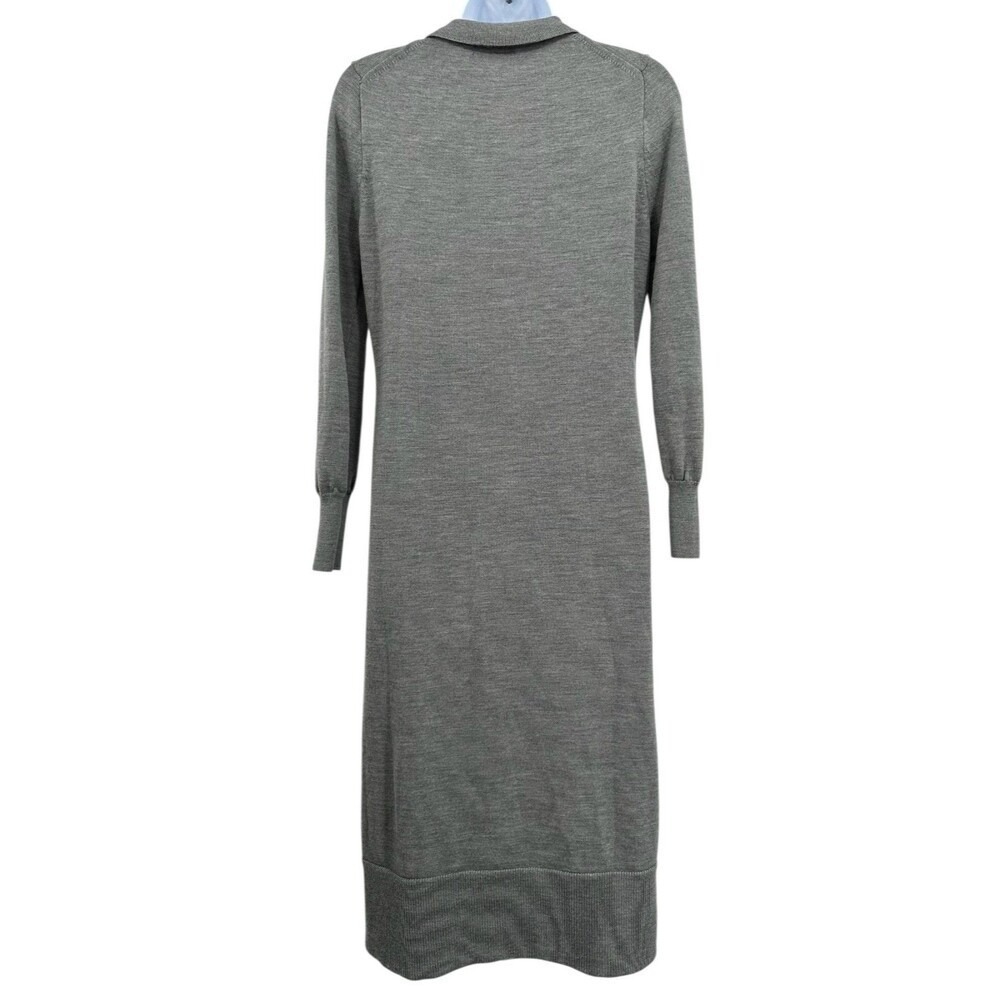 J.CREW Midi Sweater Dress Gray Merino Wool Long Sleeve Collared Women's XSmall - Picture 3 of 11